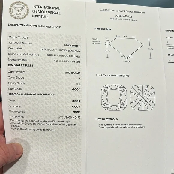 2 carat cushion cut diamond 14k solid - Picture 11 of 11